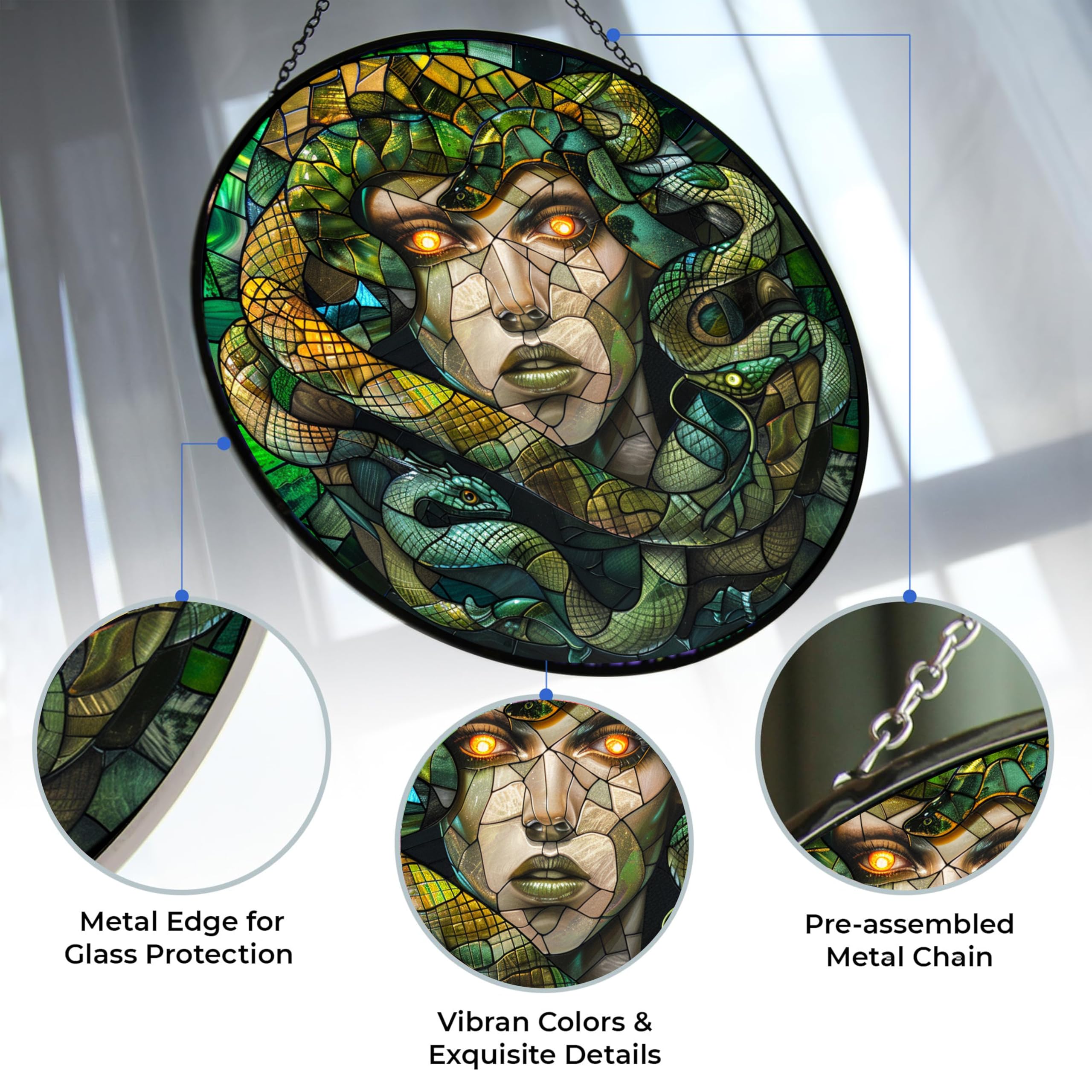Amazon.com: 365CUSGIFTS Medusa Stained Glass Suncather Window