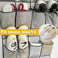 Vista 3 de homyfort Paquete de 2 organizadores de zapatos para colgar sobre la puerta, estante colgante de almacenamiento de zapatos con 48 bolsillos grandes