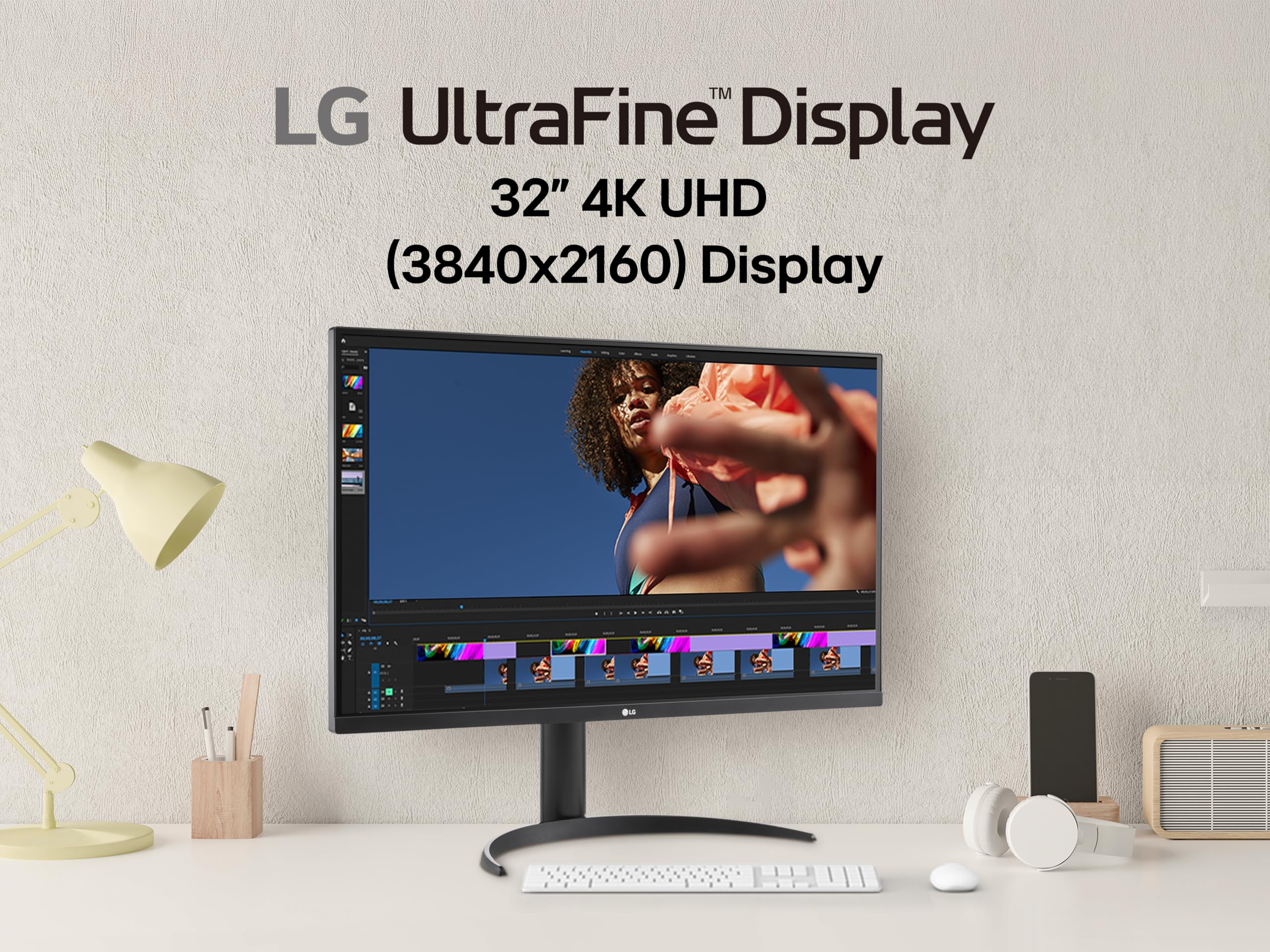 LG 32UR550K Monitor 32" Ultra HD 4K, 3840x2160, HDR 10, DCI-P3 90%, Speaker Stereo 10W, 60Hz, 4ms, FreeSync, HDMI 2.0, DisplayPort, Uscita Cuffie, Stand Pivot, Nero | DCI-P3 90%, UHD 4K (3840 x 2160), altezza regolabile, HDR10, HDMI 2.0, altoparlanti 5W x