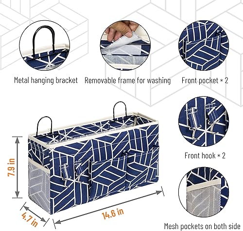 Miniatura 2 de 2 bolsas grandes para colgar en la pared, organizador de bolsillos de tela de lino para puerta, armario, impermeable, multifuncional, para sala de