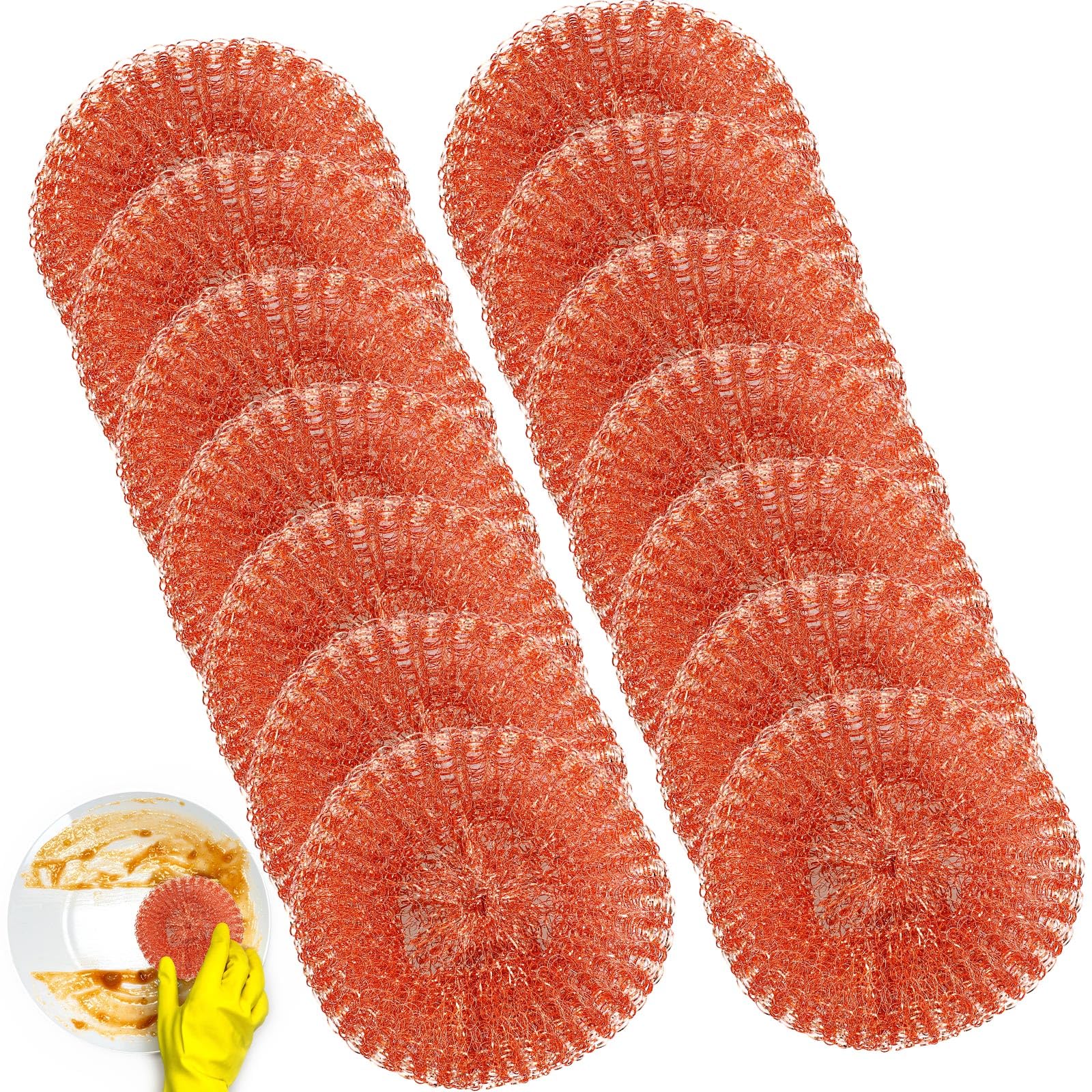 Baderke30 Pcs Copper Coated Scouring Pad for Dishes Pots Pans and Ovens Easy Scouring for Tough Kitchen Cleaning