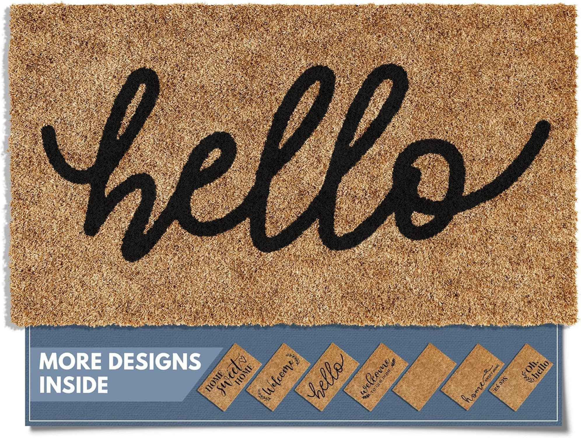 Barnyard Designs 'Hello' Doormat Welcome Mat for Outdoors, Large Front Door Entrance Mat, 30x17, Brown