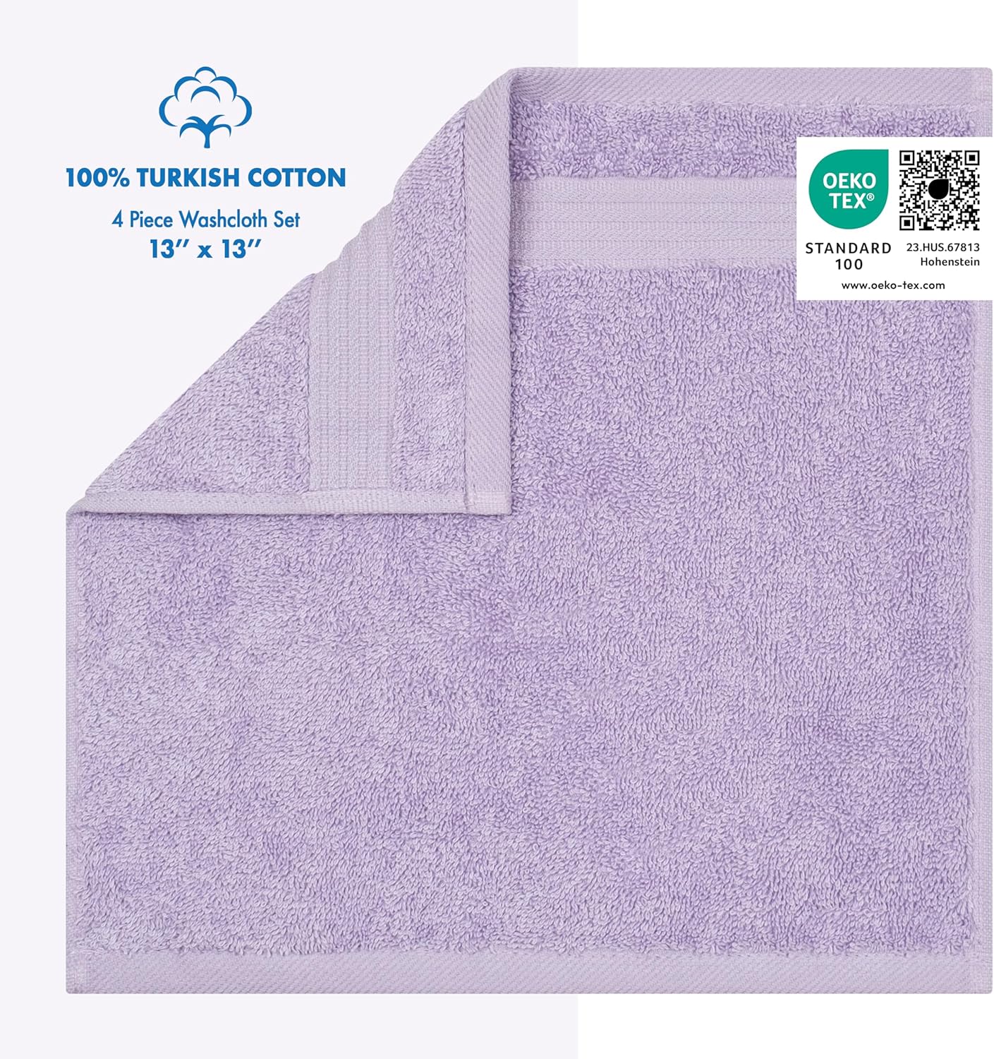 Cotton Paradise 100% Cotton Turkish Washcloth Set for Bathroom, 4 Piece Soft Absorbent Small Hand Face Towels Wash Rags, Lilac - Image 2