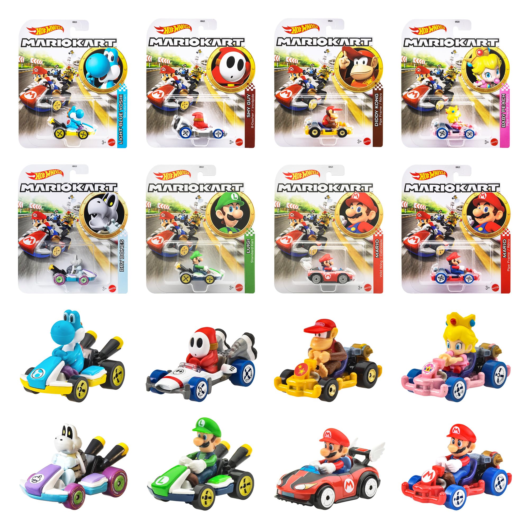 ホットウィール(Hot Wheels) マリオカート アソート 乗り物おもちゃ ミニカー 8台入り BOX販売 3歳から マルチ GBG25-988E