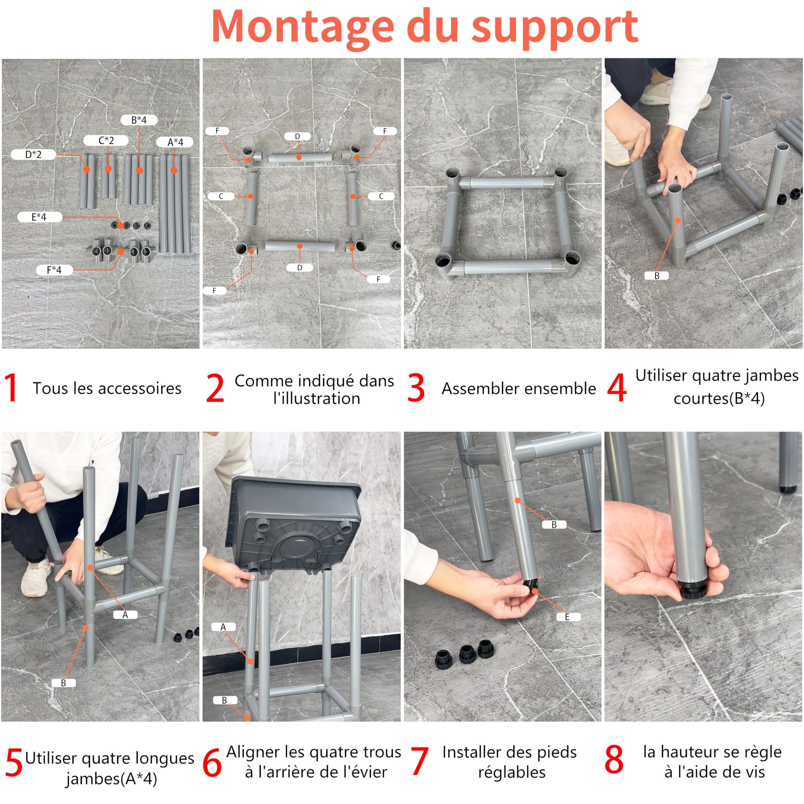 Évier utilitaire mural 42x32 cm cuve unique plastique avec trou robinet 3,2 cm