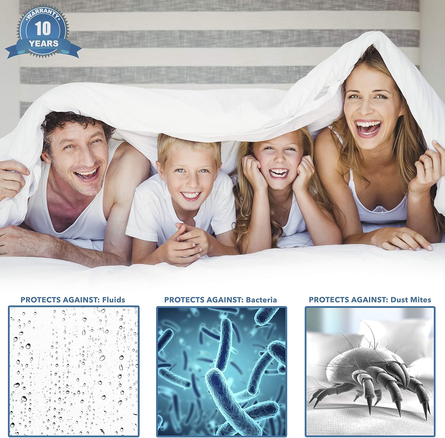 Templeton Premium Hypoallergenic Waterproof Mattress Protector - Full Size White