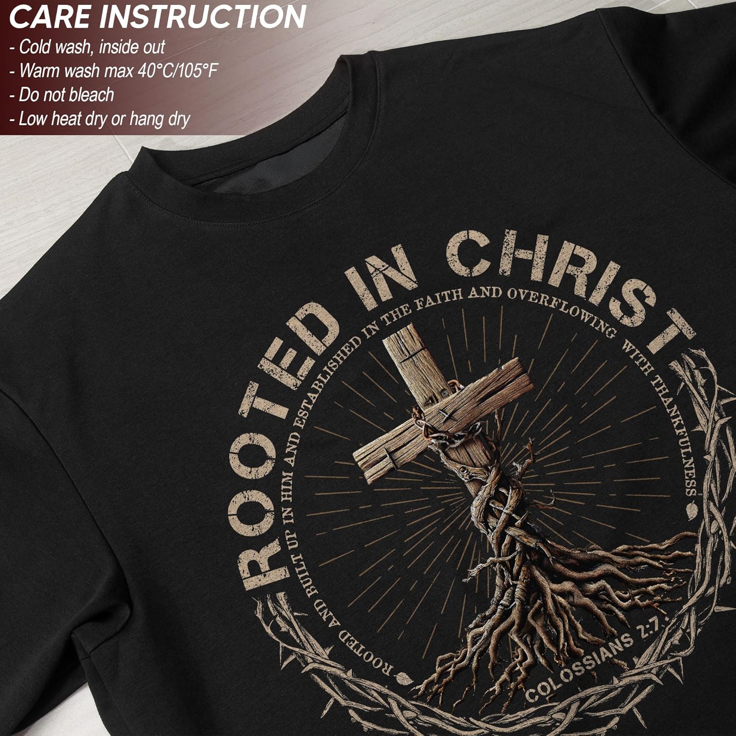 Rooted in Christ Shirt, Jesus Tshirt, Christian Shirts for Men, Cross Shirt, Religious Shirts for Men 2 - Image 6