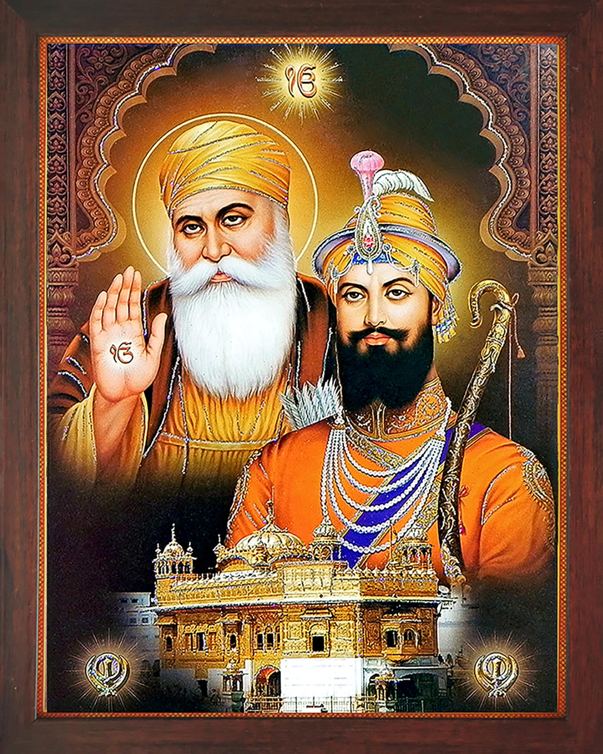 SANVIKA Gurunank Devi with Gurugobind Singh Ji giving blessings out side golden temple, A picture Poster with unbreakable acrylic glass frame Office/Home Décor (229-65)