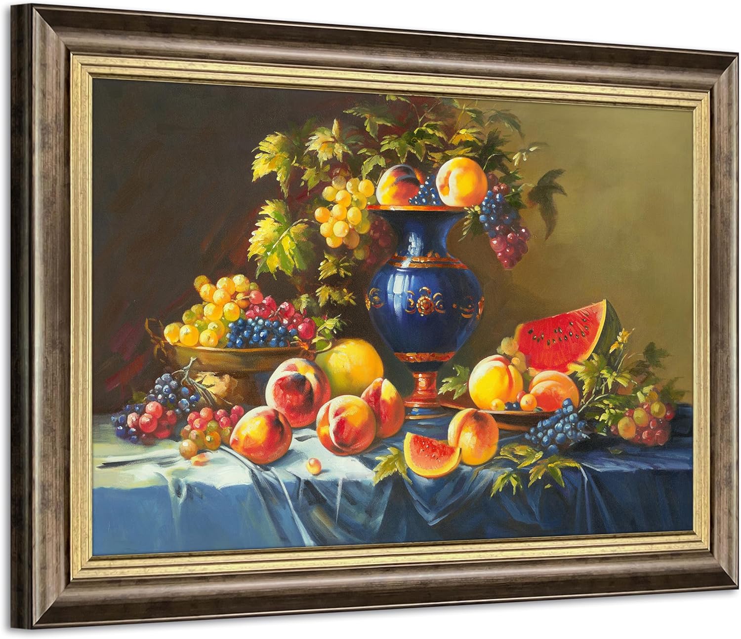 Grape Wine Picture Wall Art: Red Wine & Fruit Artwork Painting on Canvas for Wall (36" W x 24" H,Multi-Sized)