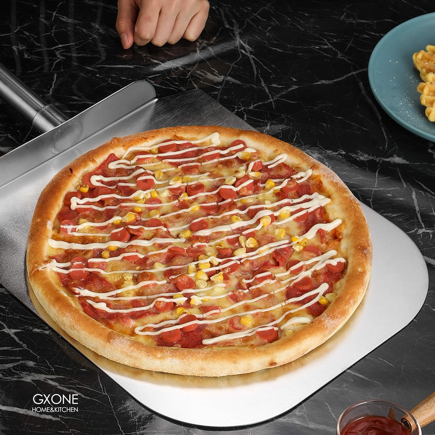 Stainless Steel Pizza Peel(12" x 14"),Metal Pizza Paddle with 10" Stainless Steel Handle, Removable and Easy To Store