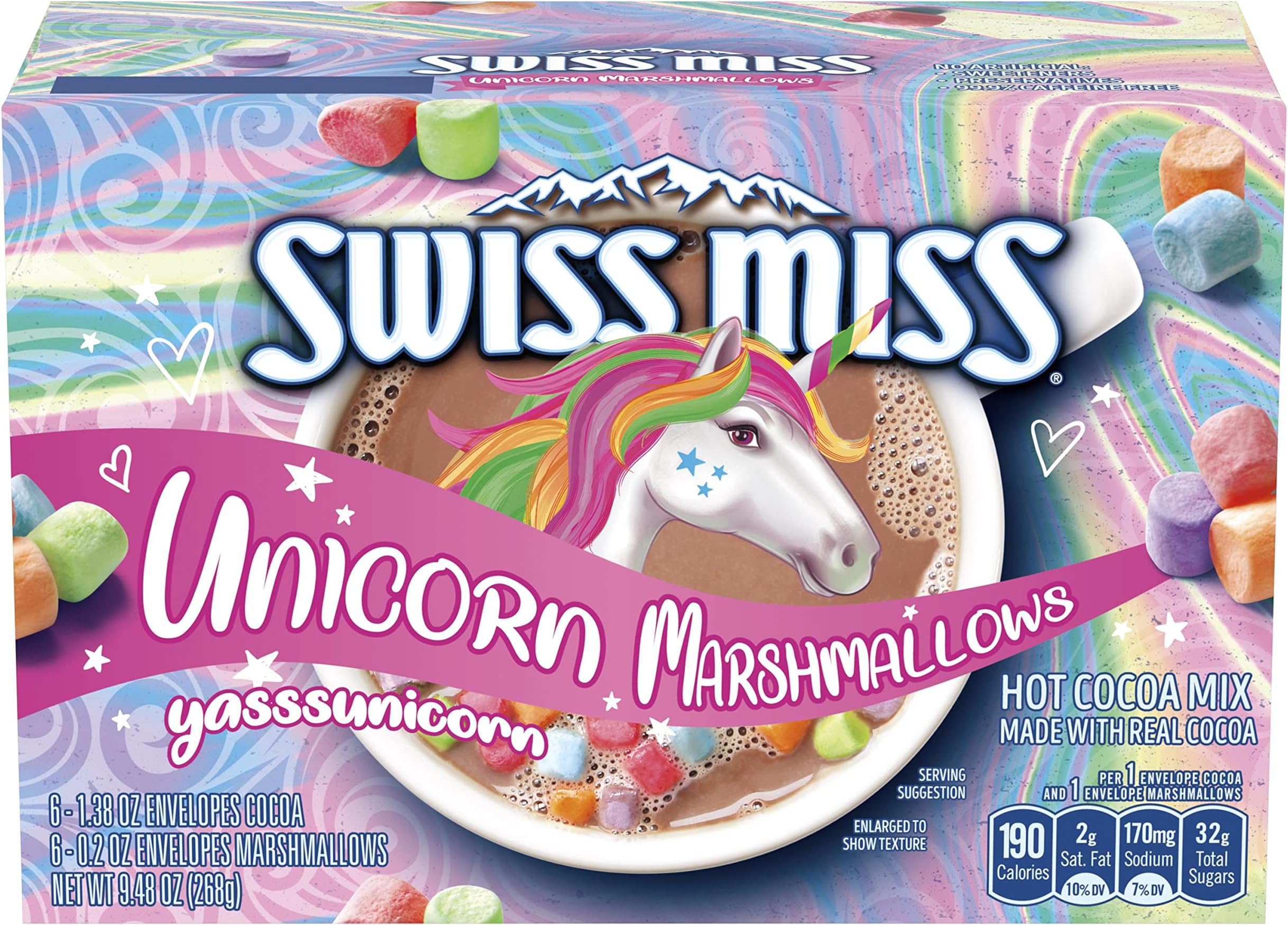 Swiss Miss Unicorn Marshmallows Hot Cocoa Mix, 1.38 oz. 6-Count (Pack of 8)