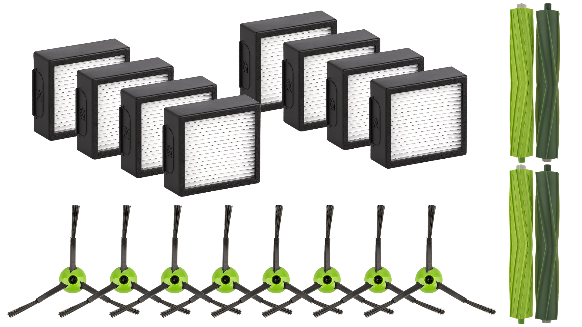 Image of (20 Pack) Combo 10 Max Replacement Parts Compatible with iRobot Roomba Combo j7 / Combo j7+ / Comboj9+ / Combo 10 Max Robot Vacuum, 8 HEPA Filters, 8 Side Brushes, 2 Sets Roller Brushes