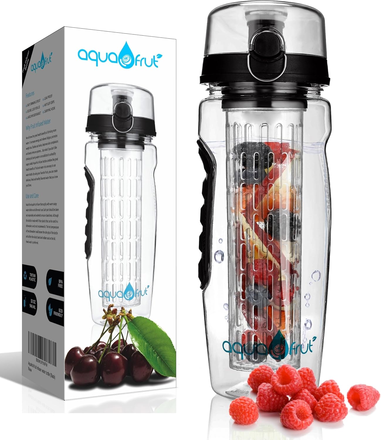 AquaFrut 32 OZ Fruit Infuser Water Bottle BPAFree Fruit Infusion Sports Bottle