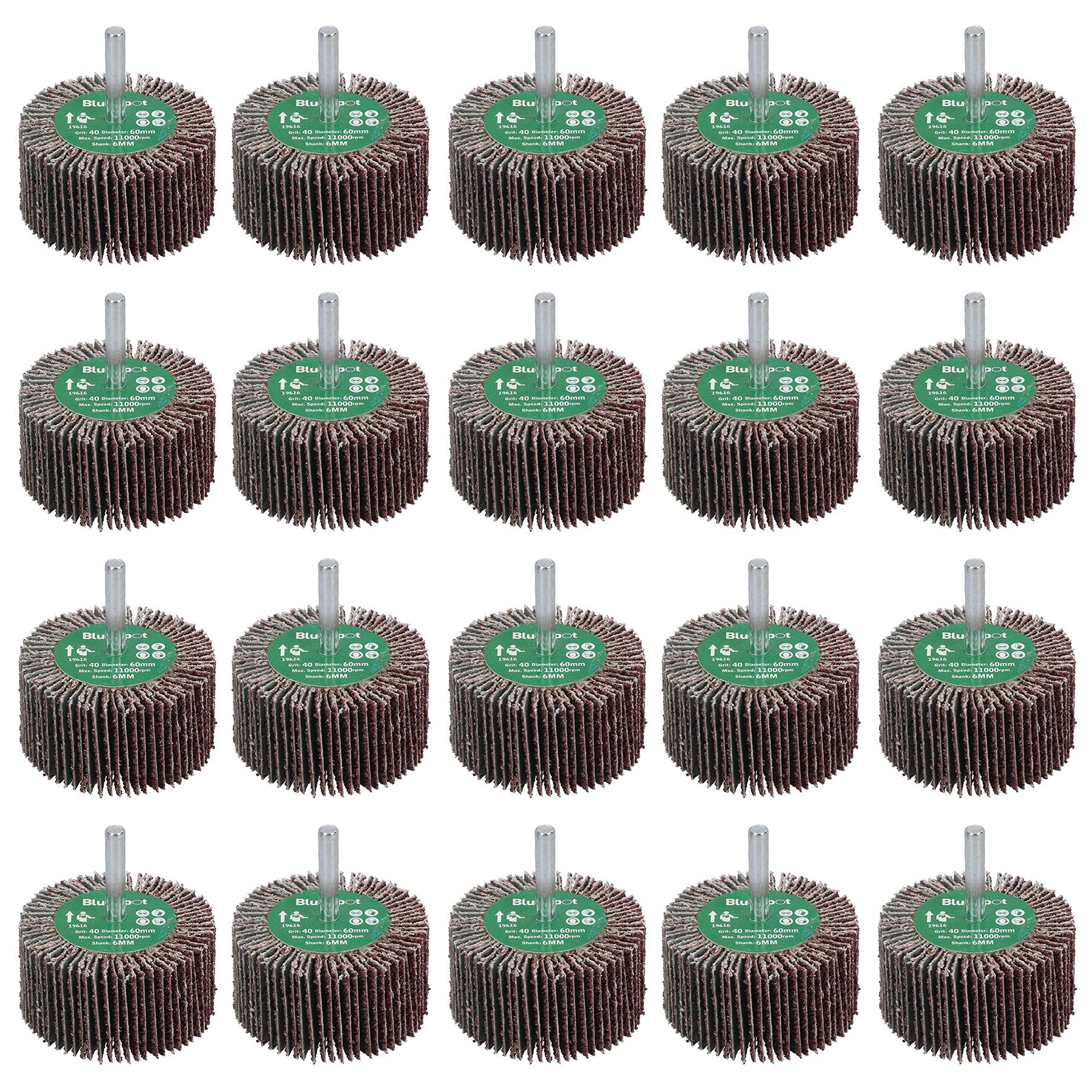 Ab Tools 40 Grit 60Mm Flap Wheel Disc Abrasive Sanding Pads For Drills 6Mm Shank 20Pc