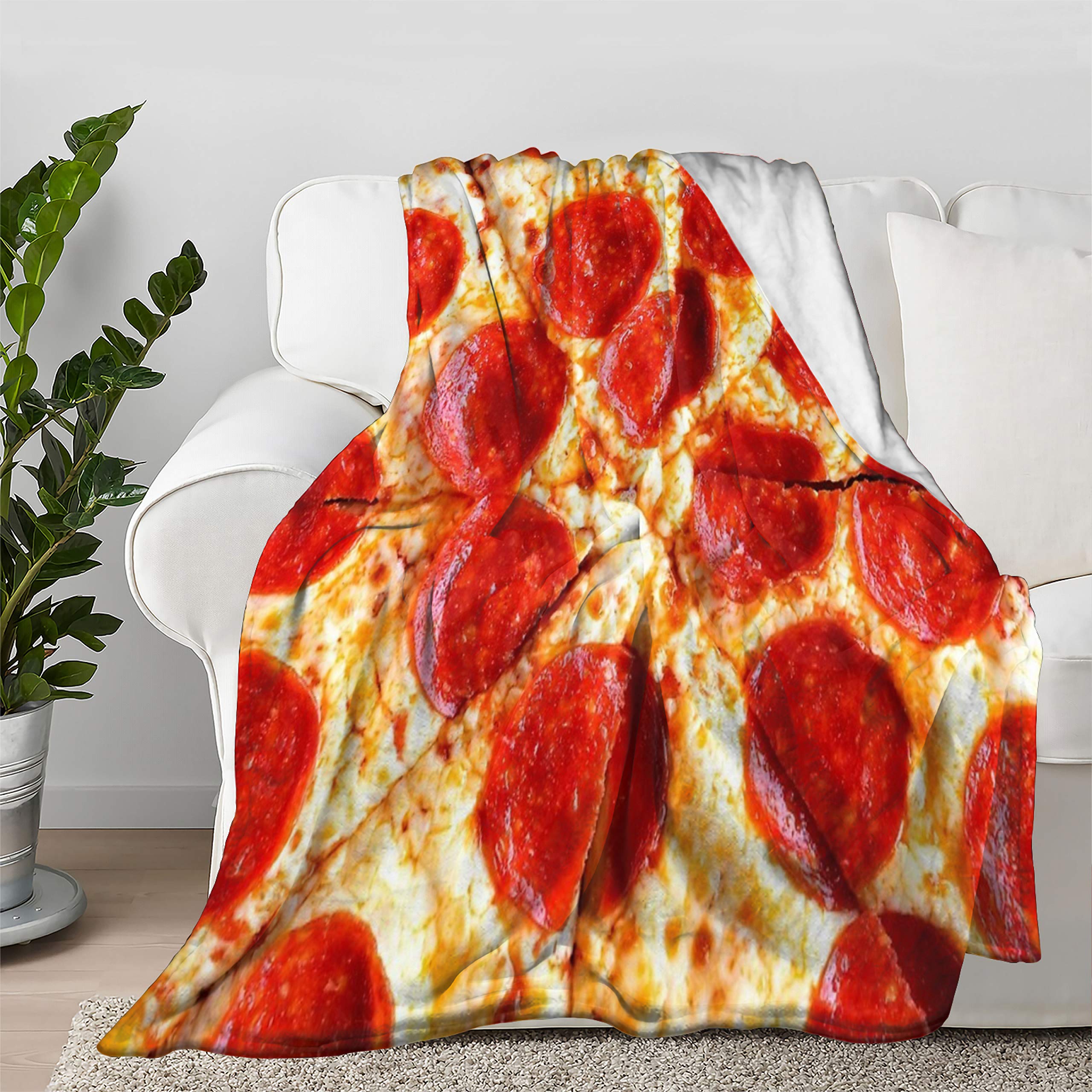 Multi-Styles Pepperoni Pizza Food Throw Blanket Quilt Bedspread Flannel Ultra Soft Microfiber Luxurious Warm Cozy Bed Camp...