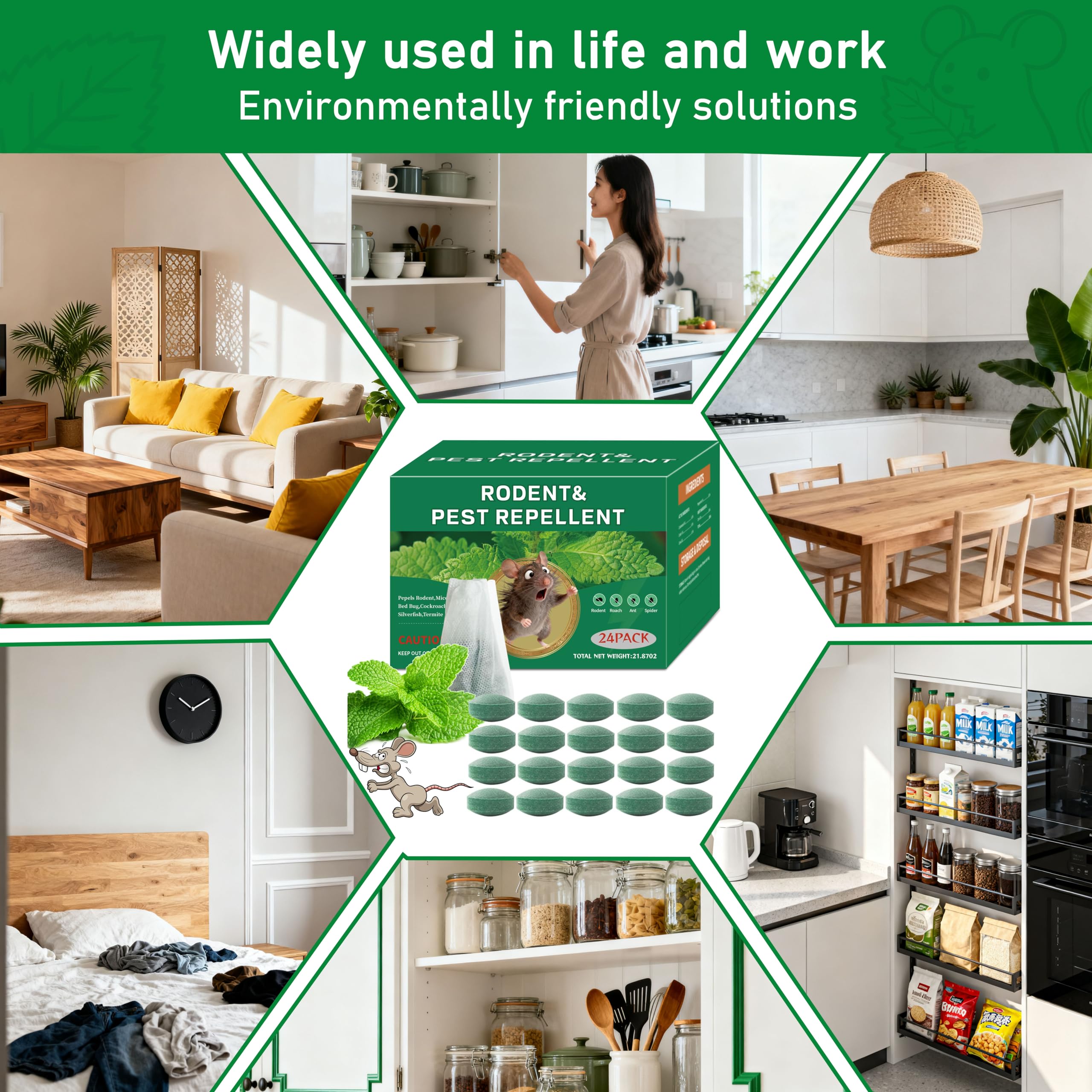 Mouse Rodent Repellent, 24 Pack Natural Rodent Repellent Balls Peppermint Oil for Mice, Mouse, Rats, Squirrel, Indoor/Outdoor Pest Control for Home, Kitchen, Garage, Garden, Caravan view 7