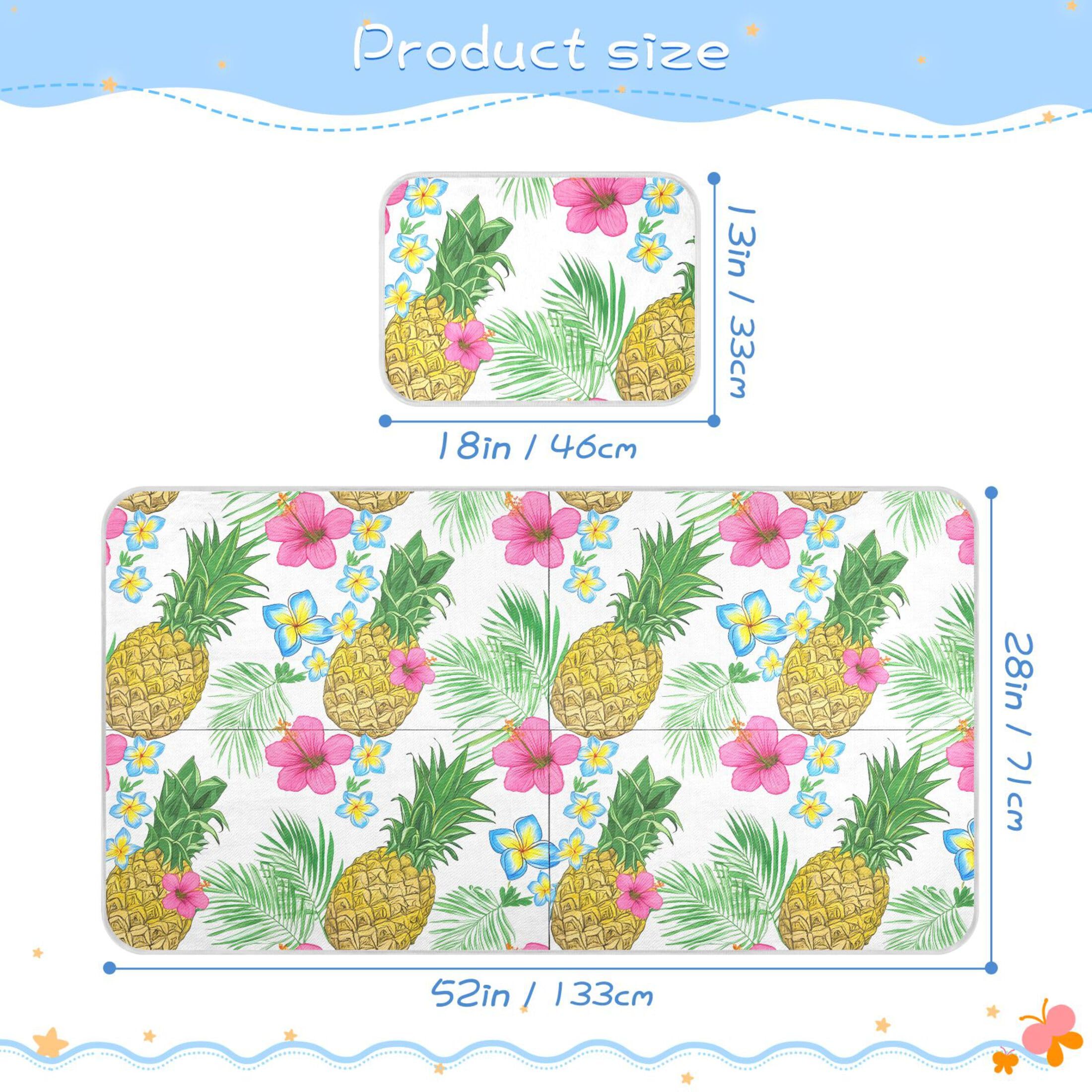 Takiito Pineapples Baby Cooling Mattress Pad, Soft & Breathable Cooling Mat Keep Baby Cool in Summer 28x52 in, Nursery Essential
