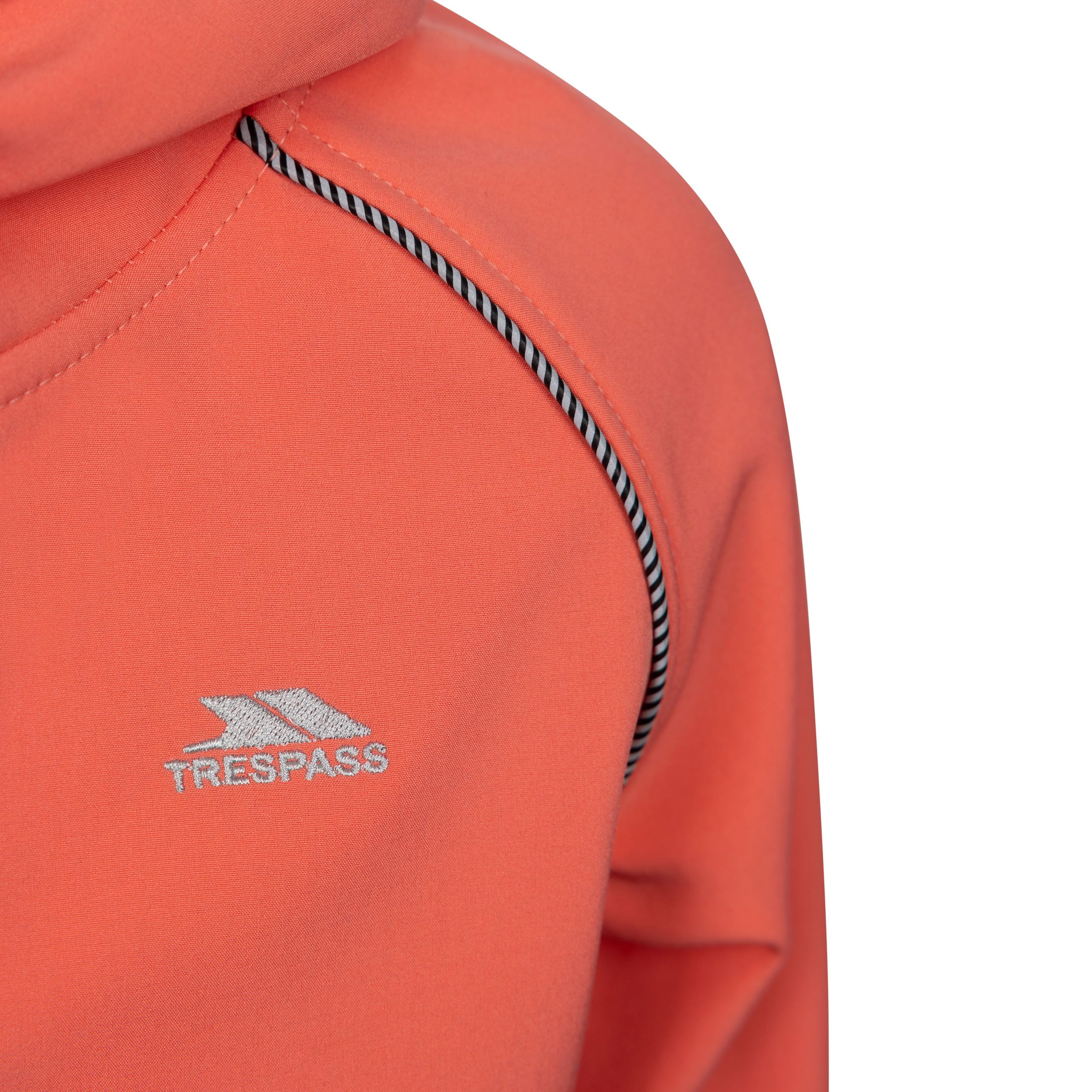 Trespass Dziecięca kurtka softshell Belmoon - Grown on Hood, odblaskowa lamówka, 2 kieszenie na zamek błyskawiczny, lamówki do wiązania, dzianinowa powłoka, 95% poliester, 5% elastan