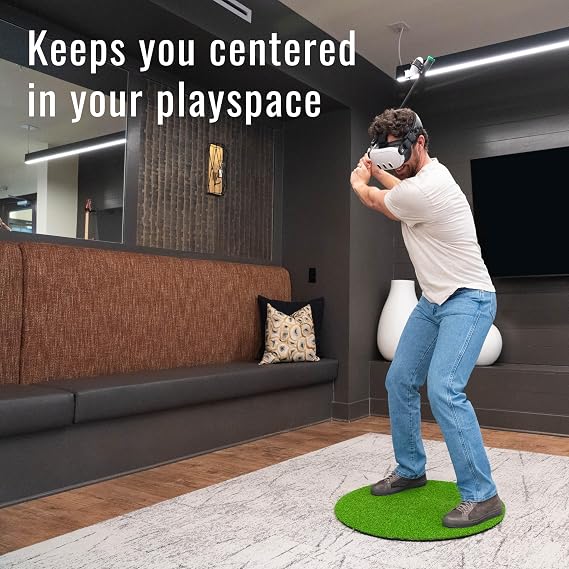 DeadeyeVR Golf Mat for Perfect VR Immersion - Hitting and Putting Grass Mat, Quest Club Attachment VR Accessory, 28 Diameter, 3/8 Thick, Easy Storage, Compatible with Deadeye Golf Club
