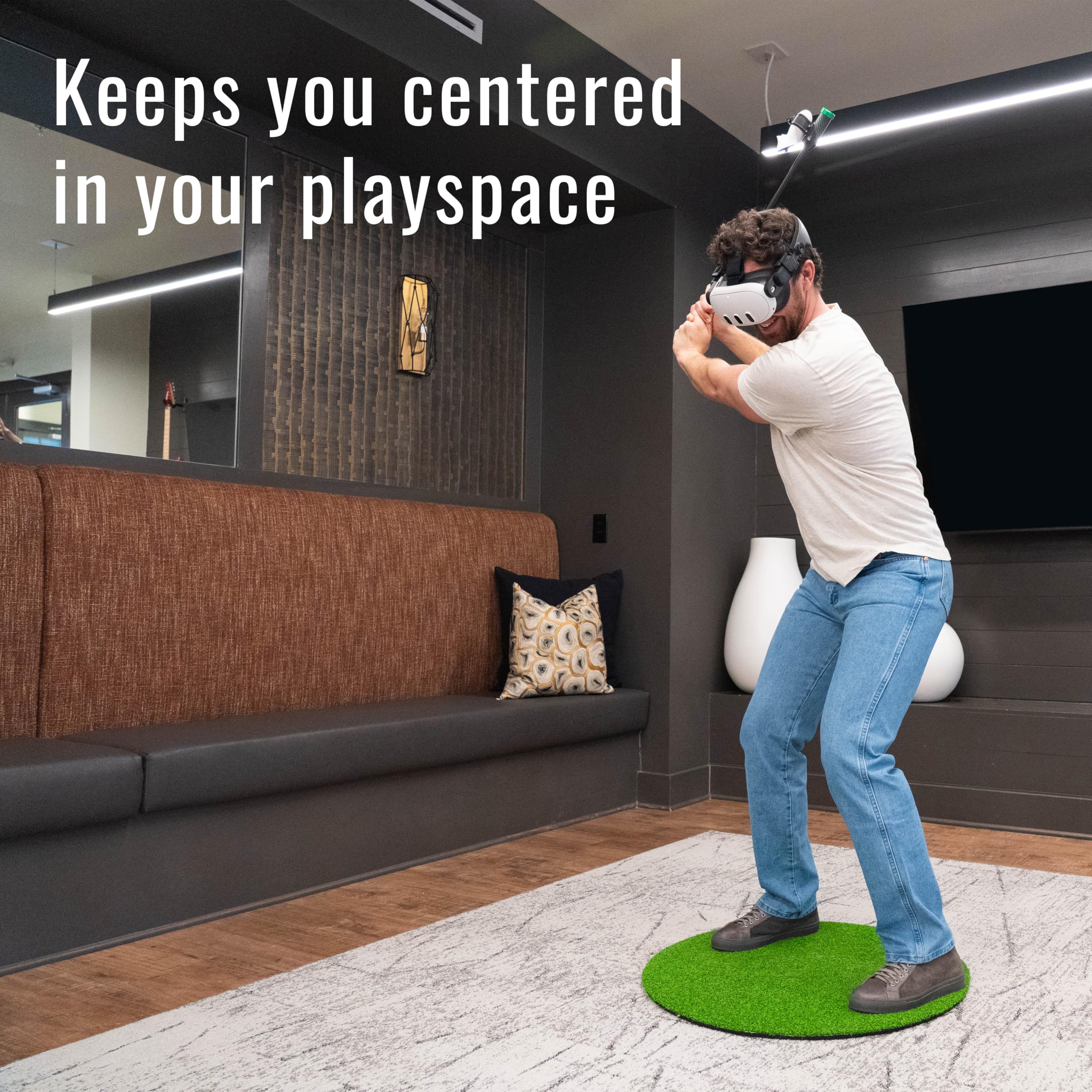 DeadeyeVR Golfmatte für perfektes VR-Eintauchen – Schlag- und Putting-Matte, Oculus Club Befestigung VR-Zubehör, 71,1 cm Durchmesser, 0,95 cm dick, einfache Lagerung, kompatibel mit Deadeye