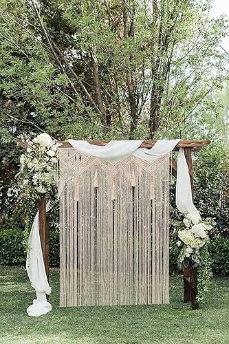 Miniatura 7 de Cortinas bohemias de macramé para ventanas de sala de estar, decoración bohemia grande de macramé para colgar en la pared, cortina con cuentas para