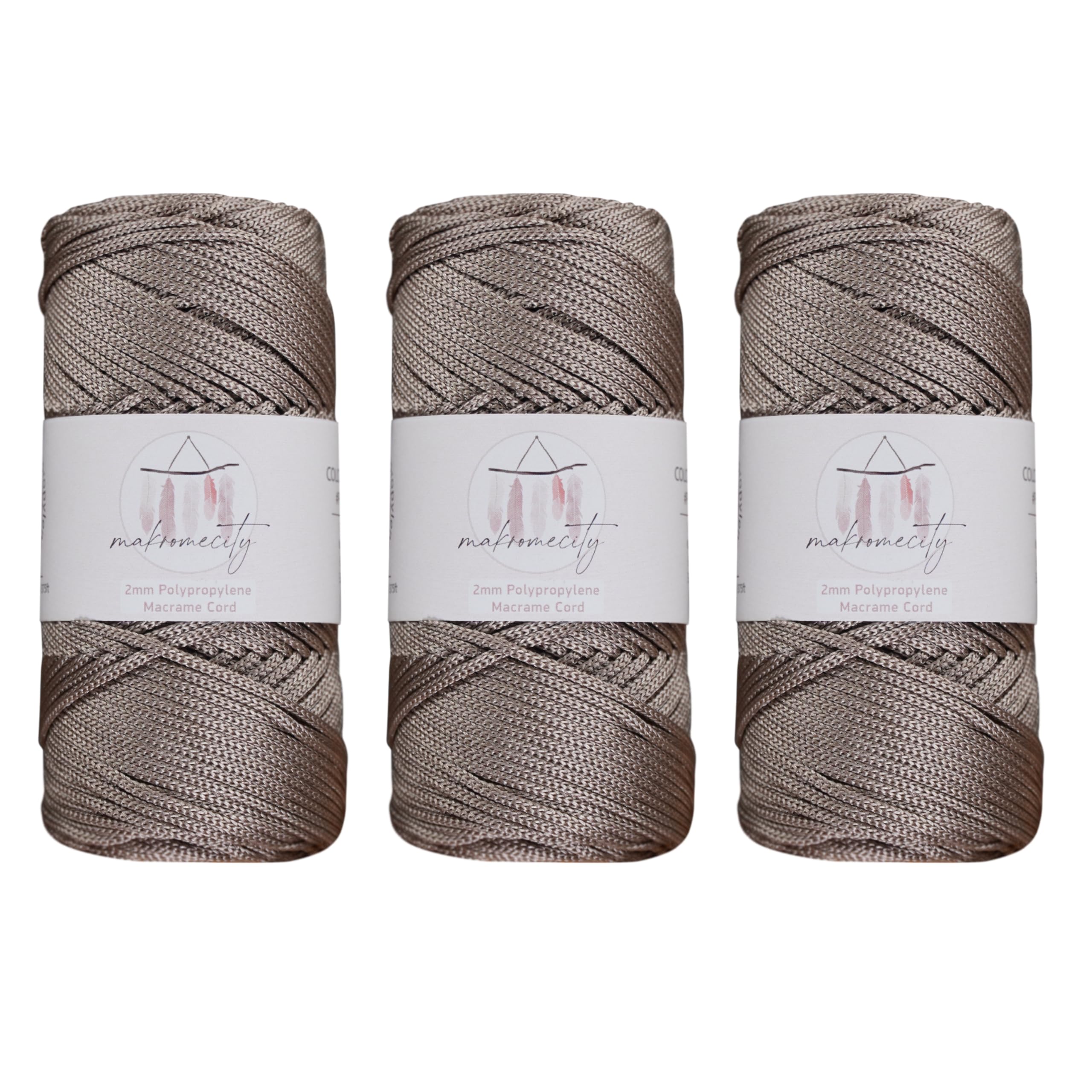 Makromecity Mink Polyester Macrame Cord 2Mm X 125 Yards (375 Feet) 2Mm Polypropylene Macrame Cord Crochet Macrame Bag Cord Crafts For Wall Hangings, Bags, Underplate, Rug (3, )