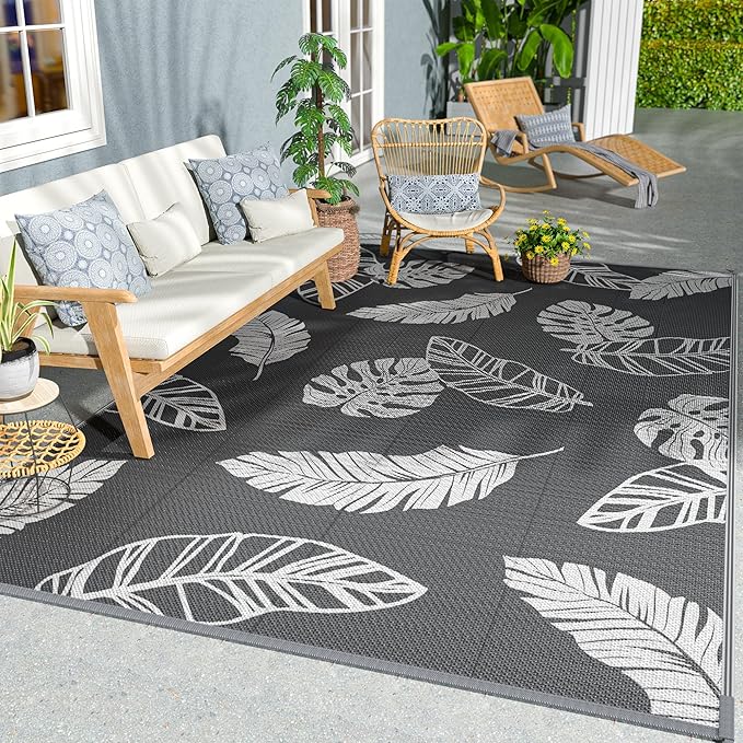 GENIMO Outdoor Rugs 6'x9' Waterproof for Patios Clearance, Reversible
