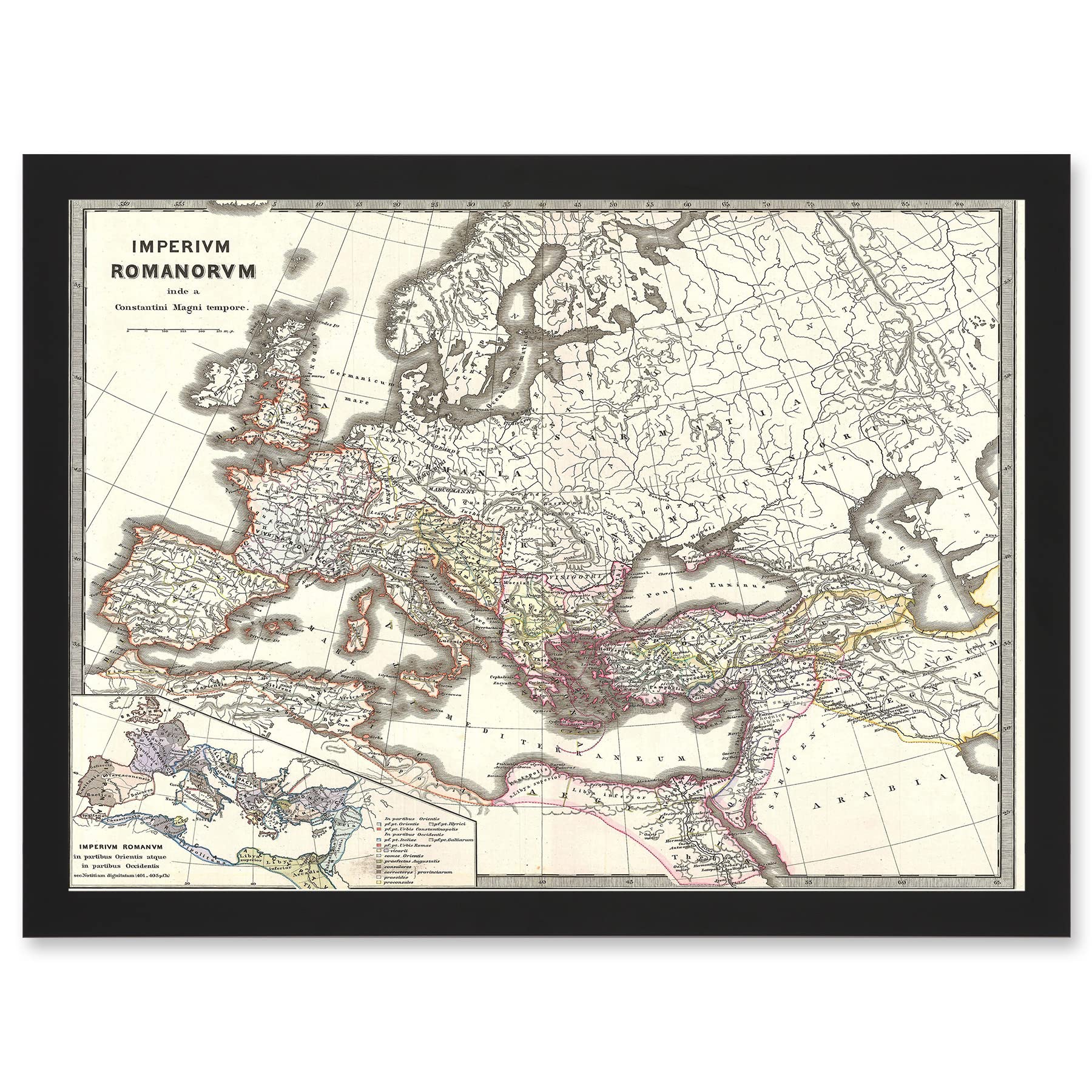 Artery8 1865 Spruner Map The Roman Empire Under Constantine A4 Artwork Framed Wall Art Print