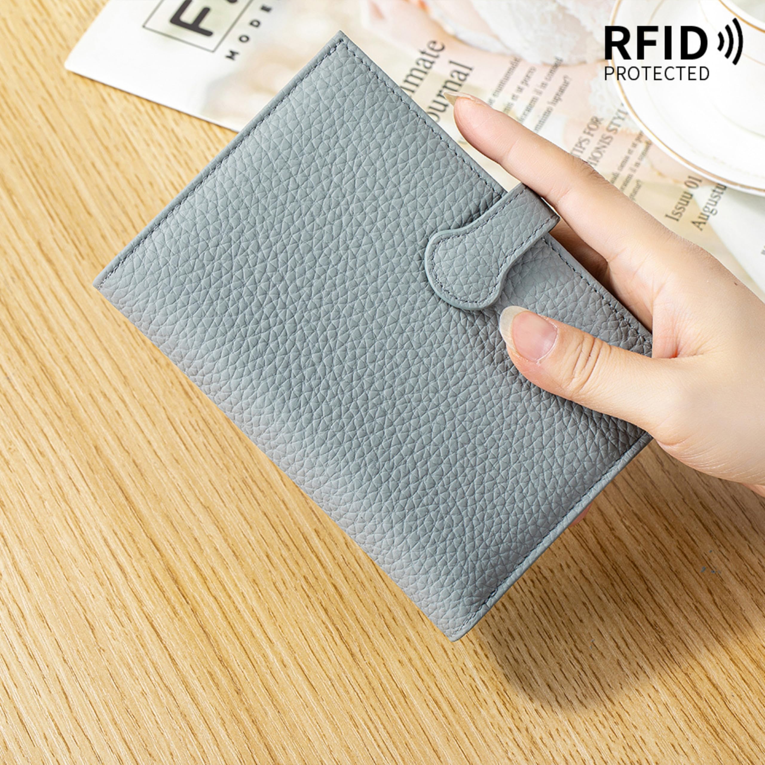Leder-Tagebuchhülle für A7-Planer, kleines Notizbuch-Cover mit Gesäßtasche, Stiftschlaufe, Kartenfächern und 6-Ring-Nachfüllpapier (12 x 8,2 cm), Reisepasshülle für Reisen
