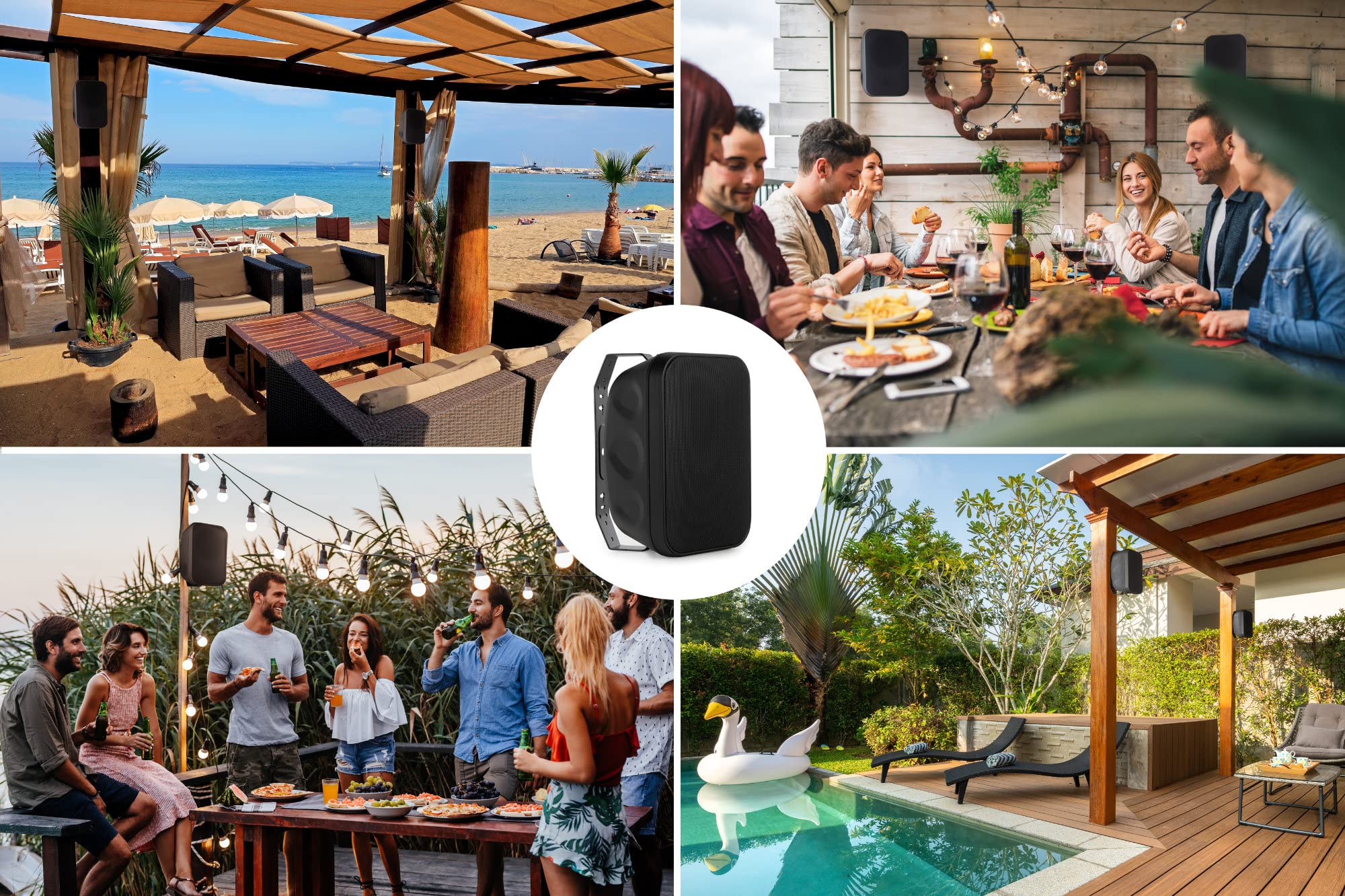 McGrey OLS-651BK Enceinte Outdoor 60 Watts Noire, Enceinte HiFi Deux Voies | Adaptée à l'extérieur, Woofer: cône en polypropylène 6, 5" (165 mm), Tweeter: 1" (25 mm) avec dôme en titane, 5 x 16, 5 cm