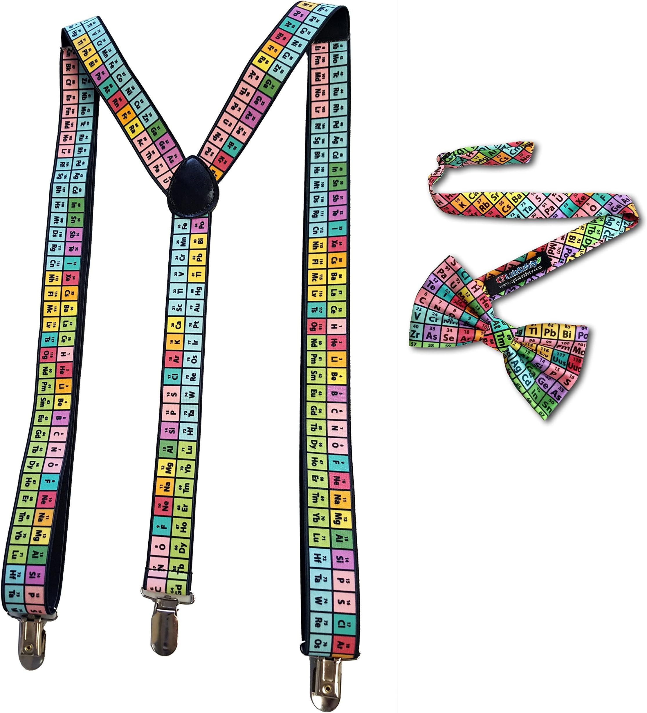 Geek Chic Costume Gift Set - Periodic Table Suspenders and Bow Tie Kit