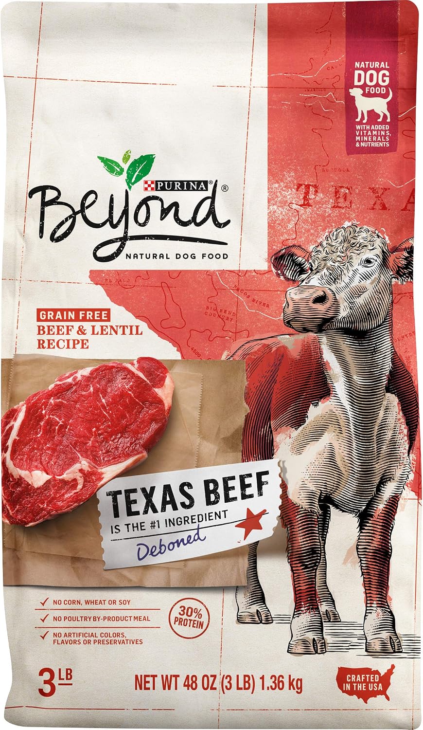 Purina Beyond Grain Free, Natural, High Protein Dry Dog Food, Texas Beef & Lentil Recipe - 3 lb. Bag