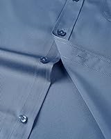 Vista 105 de Alimens & Gentle - Camisas de vestir con bolsillo y manga corta, de color liso y sin arrugas, estilo casual con botones, para hombres