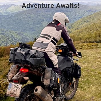 Odinsberg 15L Waterproof Motorbike Tail Bag Motorbike Storage Motorcycle Panniers Saddle Bags Dirt Bike Crash Bar Bags Backpack Dry Bag Motorcycle Luggage Rear Seat for Enduro Dual Sport ADV