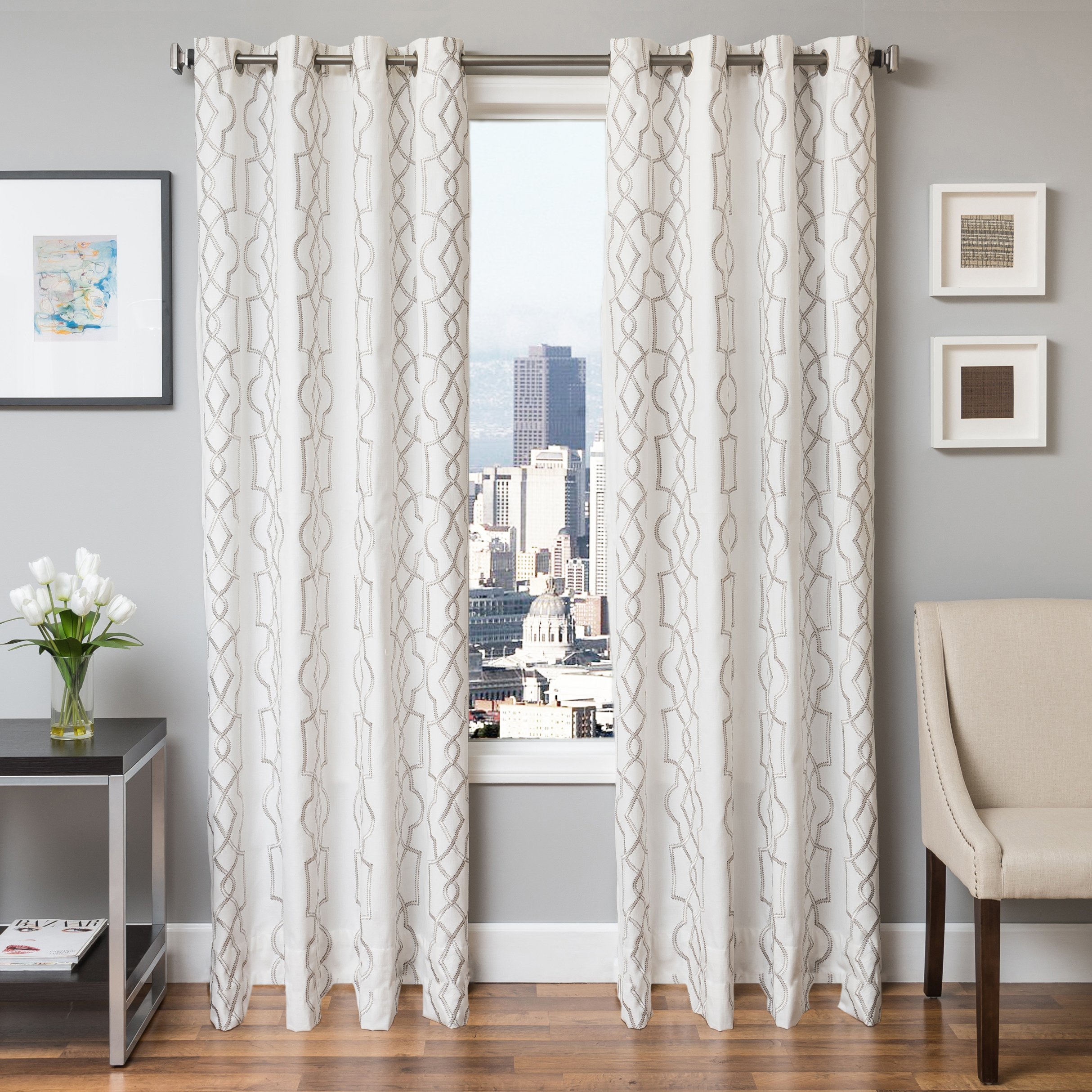 Softline Home Fashions 924TSK041GTUL96 Thorne Single Curtain Panel, Silver