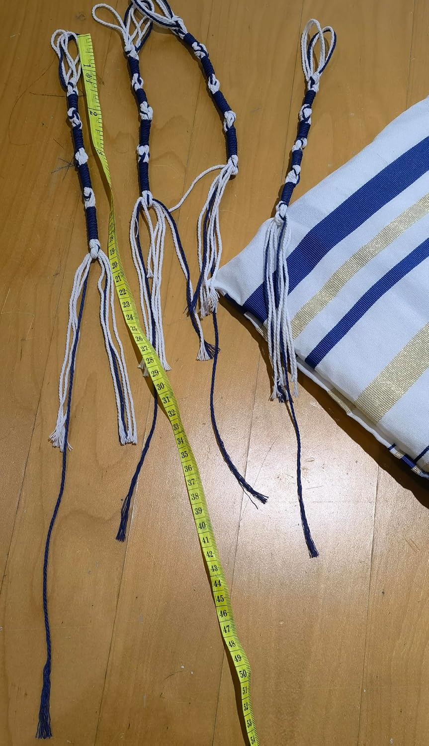 Jeans Tzitzits Tassels Prayer Shawl Jewish Traditional Tzitzits Set for Pants/Accessories Blue and White Home Decor Tassels with Hanging Hooks for Hebrew Men or Women 8