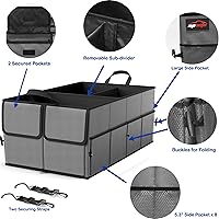 Vista 2 de EPAuto Organizador plegable para maletero de automóvil, 3 compartimentos con divisor extraíble, gris oscuro