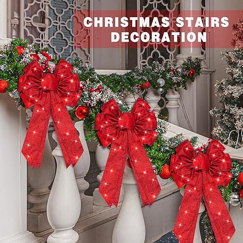 Miniatura 4 de 2 piezas de corona LED de Navidad, arco de arpillera, arco de luces LED, arco de luces LED, decoración de pared de puerta de invierno, decoración de