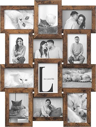 SONGMICS Marcos de fotos para collage, marcos de fotos de 4 x 6 pulgadas, collage para decoración de pared, juego de 12, marcos de fotos