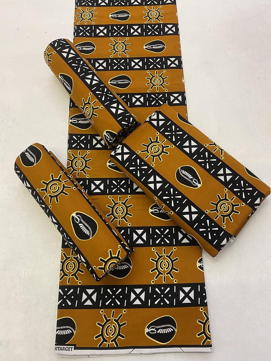 Traditionally African Wax Prints Fabric/African Prints Fabric/African Wax Prints Fabric/African Fabric on Masted Yellow, Black & White Print Fabric 6 Yards.