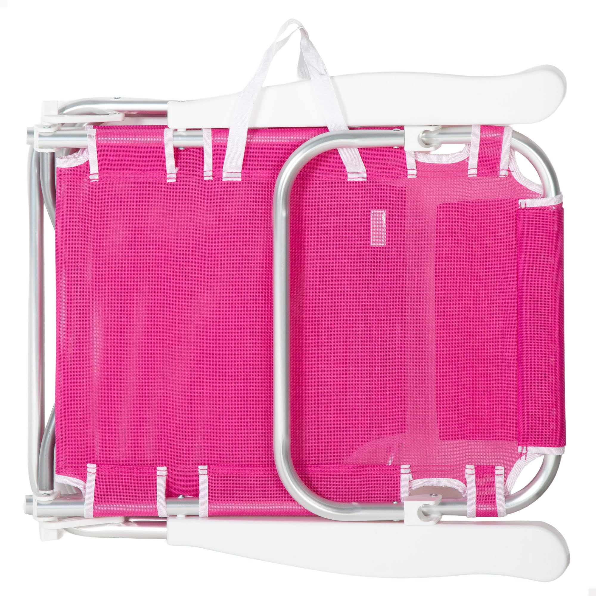 AKTIVE Lot de 2 chaises de Plage Basses Multipositions 5 Positions en textilène avec Coussin, Aluminium léger, jusqu'à 110 kg, Pliables avec poignée, Fuchsia (85524)