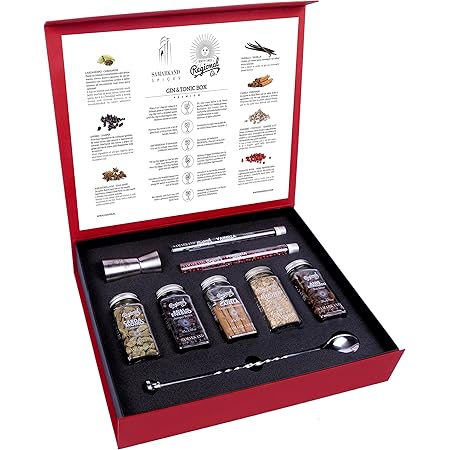 Gin and Tonic Premium Gift Set of Cocktail Botanicals and Spices with Spoon & Dispenser - Mixology Flavoring Kit