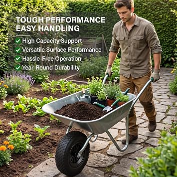 14 Wheelbarrow Wheel PU Puncture Proof Solid 3.50-8 Wheel, Heavy Duty Replacement Tire for Wheelbarrow, Wheelbarrow Wheels Tyre for Garden Trolley Barrow Go Cart, Black