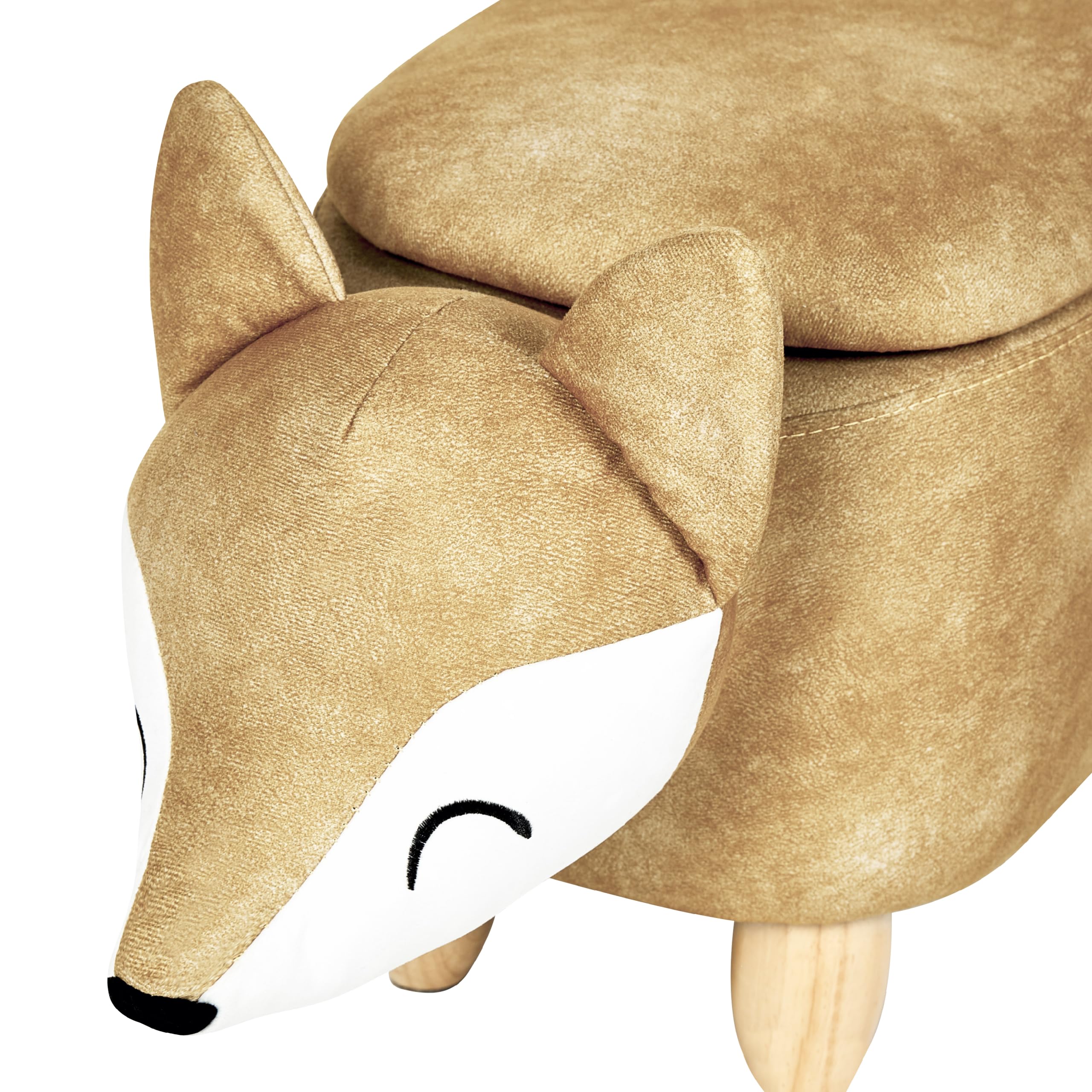 Hocker mit Stauraum für Kinder Tierform Samt orange Holzbeine Modern Fox