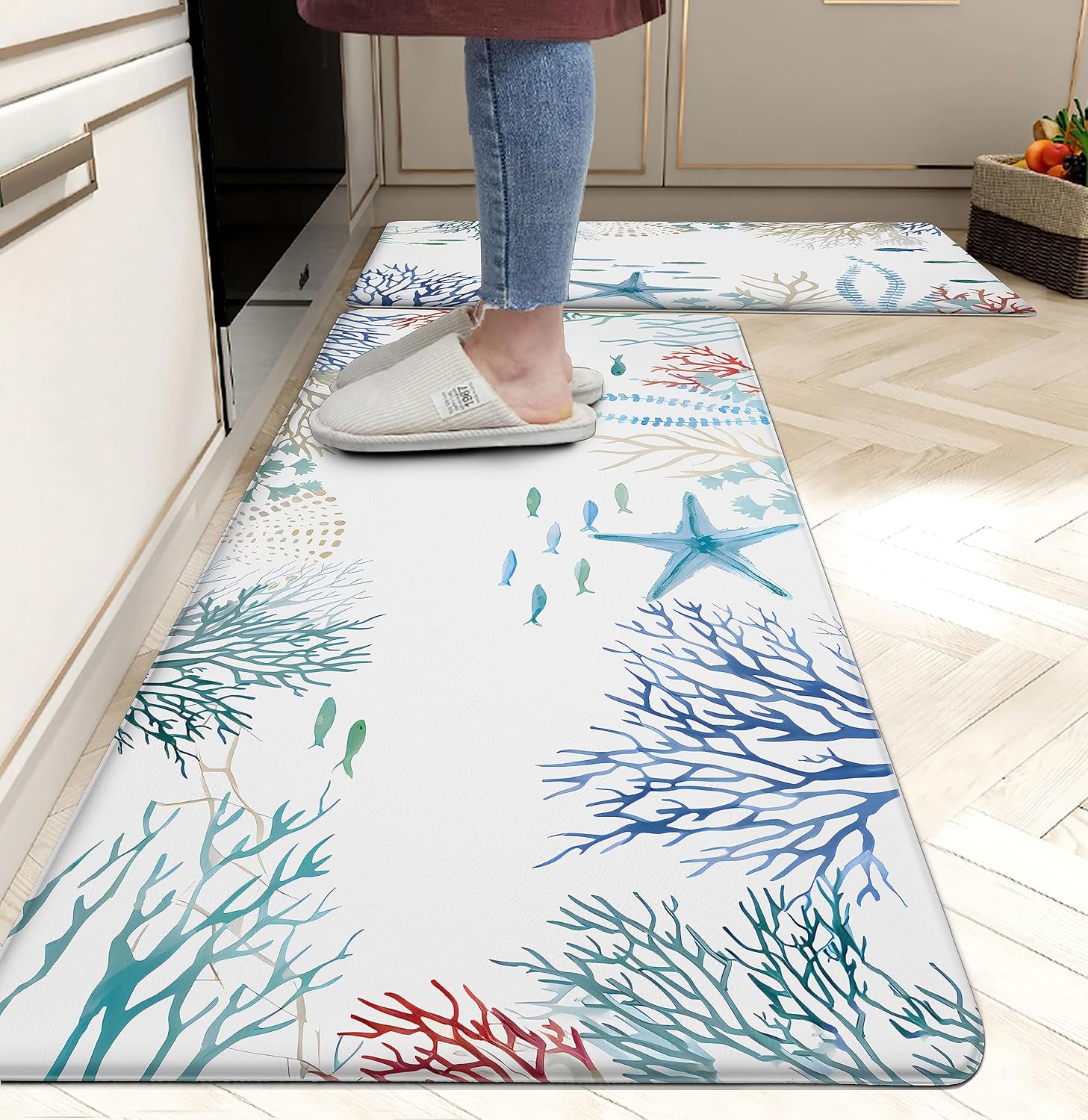 Anti Fatigue Floor Mat Coastal Nautical Kitchen Rugs Set of