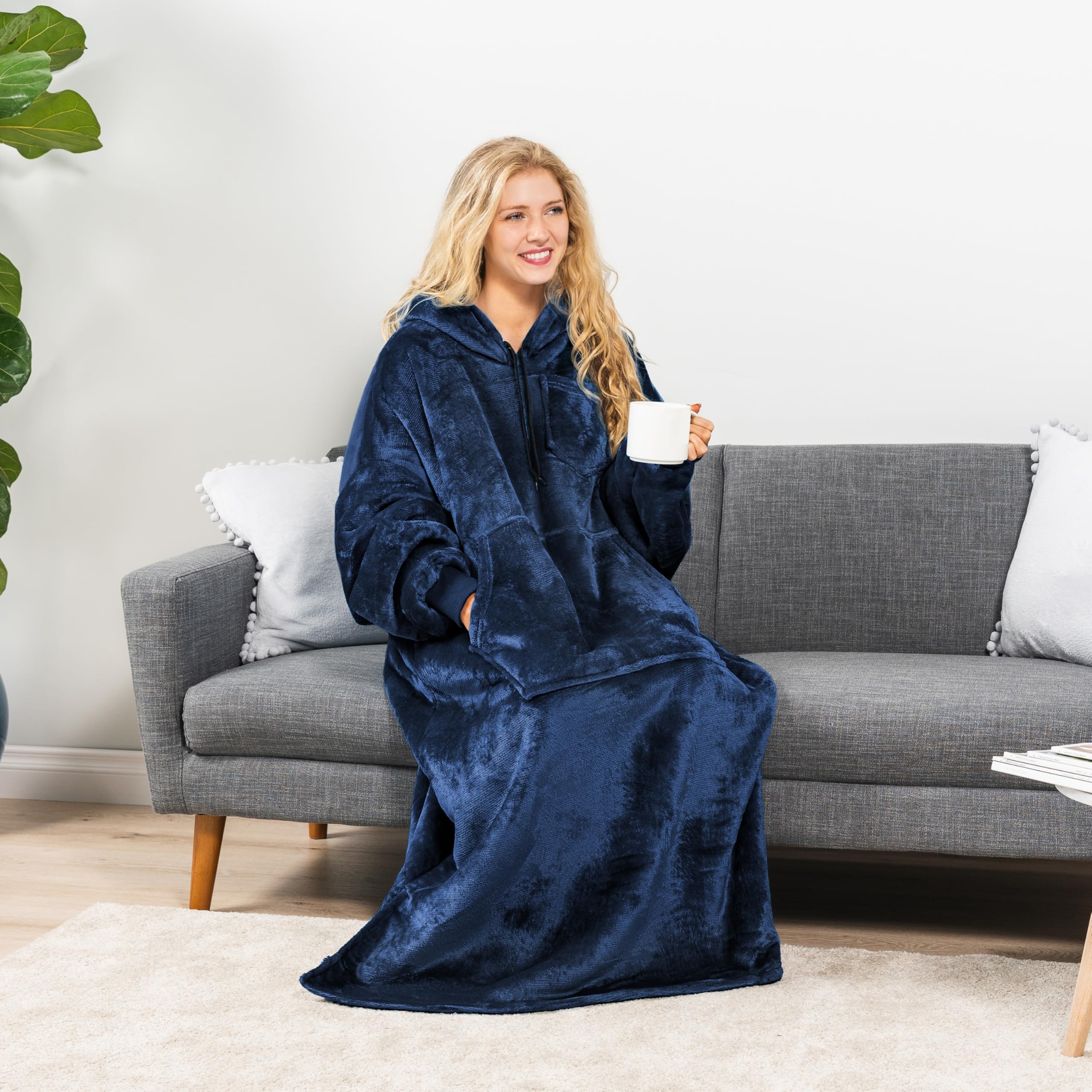 PAVILIA Koc z kapturem dla kobiet, koc do noszenia Sherpa, męski, przytulny koc oversize, koc z kapturem