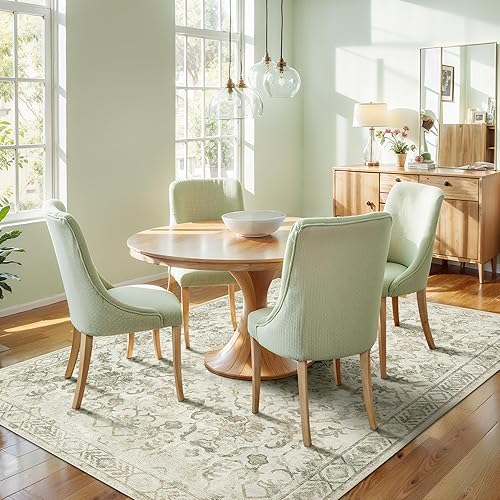 Miniatura 3 de Deerly Tapete tradicional con diseño floral desgastado oriental bohemio lavable a máquina, antideslizante, grande para habitación, oficina, sala de