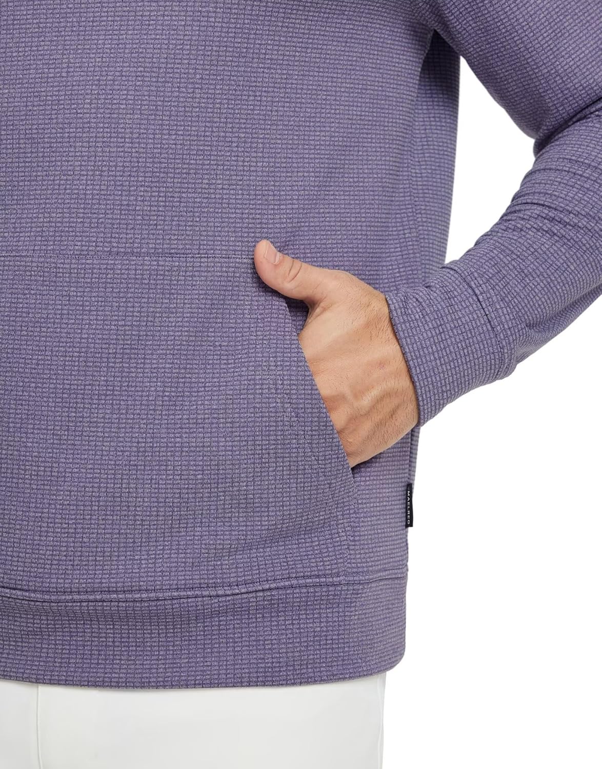 M MAELREG Mens Hoodies Pullover Fleece Warm Lightweight Grid Texture Athletic Golf Hooded Sweatshirt with Kangaroo Pocket - Image 5