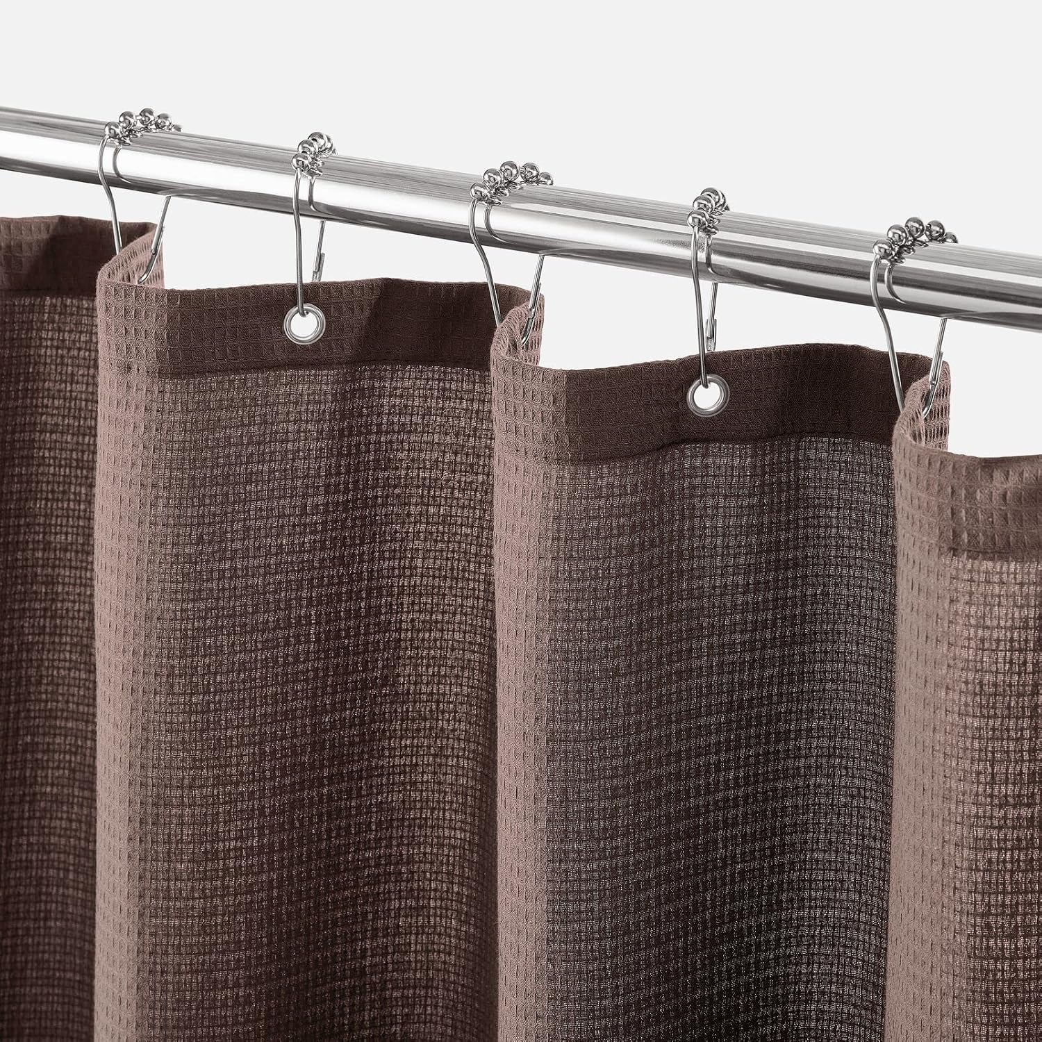 mDesign Waffle Knit Shower Curtain - Long Cotton Blend Bathroom Shower Curtain - Spa Quality, Luxury, Solid Color Cloth Shower Curtains for Bathroom - Hyde Collection, 72" x 84", Chocolate Brown