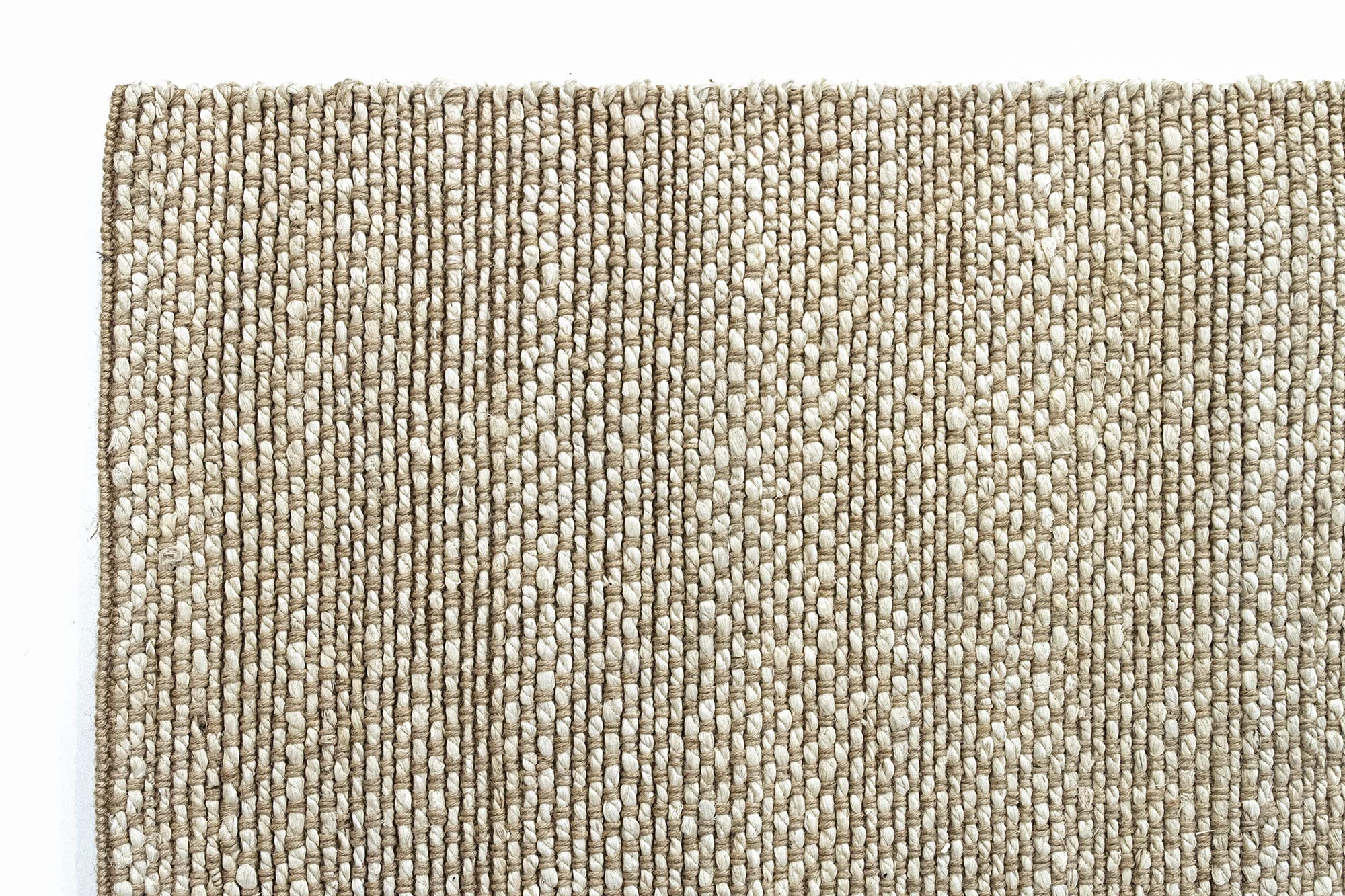 Hamid - Pack 2 Teppiche aus Jutefaser Giralda 100% Natürlich Handgeflochten für Wohnzimmer, Esszimmer, Schlafzimmer, Flur (Weiß, 150x80 cm, 2 Stück)